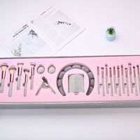 Ensemble de 23 pinceaux de maquillage en diamant scintillant, synthétiques, rose, avec strass, style glamour et brillant, avec boîte cadeau