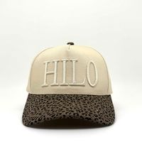 Mode verstelbare katoenen baseballpet met aangepaste 3D-letterborduurwerk en luipaardpatroon op de klep, unisex streetwear hoofddeksel
