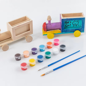 Kit de pintura de tren de madera DIY, arte y manualidades, construye y pinta tu propio juguete para la creatividad y la diversión de los niños pequeños - Product Image 1