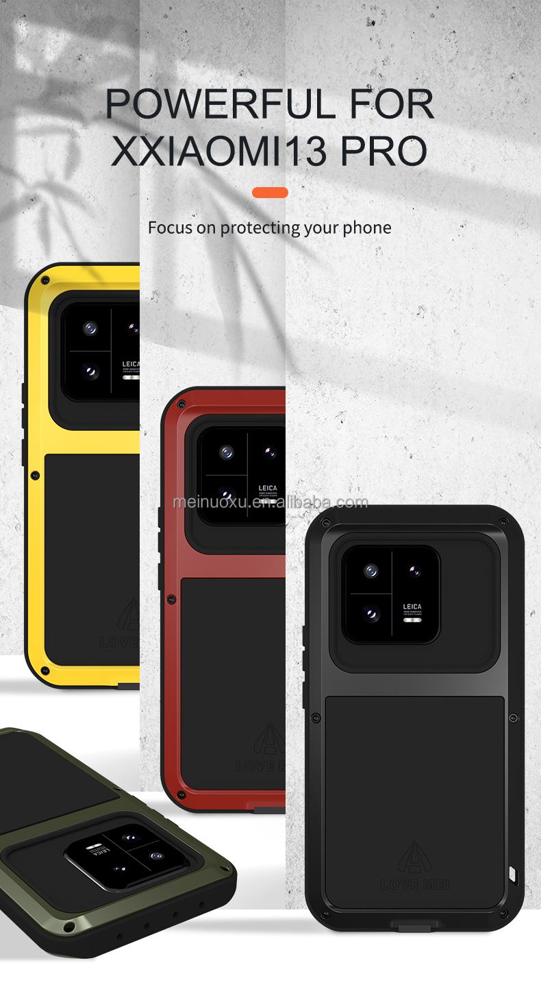 LOVE MEI Aluminum Shockproof Phone Case for Xiaomi 15, 14, 13 Pro - 360  Full Protection, Durable Design in Various Colors