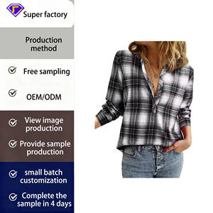 Damen Oktoberfest Karierte Bluse - V-Ausschnitt Langarm Logo Fabrik Maßanfertigung Großhandel - Product Image 3