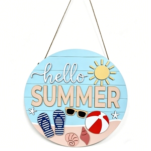 Neues Aloha Sommer Holzschild 3D Hawaiianisches Strand-Thema Hängende Plakette Haustür Heimdekoration - Product Image 3