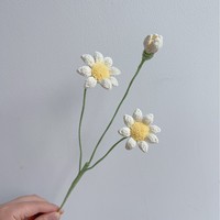 Bouquet de petites chrysanthèmes bleus au crochet, produit fini, marguerites en fil tricoté à la main, fabriqué en Chine