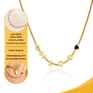 Collier avec nom en zircon émaillé personnalisé pour femmes, acier inoxydable plaqué or 18 carats, pendentif tendance, bijoux personnalisés avec <span class=keywords><strong>le</strong></span> premier nom, cadeau - Product Image 1