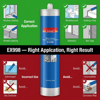 Sellador de Silicona Elastomérico Monocomponente Estructural Neutro SANVO, Adhesivo Anti-Infiltraciones para Uso en Construcción, Ventanas, Puertas y Vidrio