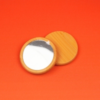 Miroir de maquillage de poche en bambou écologique Portable Logo personnalisé cadre de main en bois verre moderne personnalisé petit cosmétique de beauté