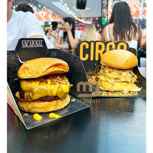 Logo personnalisé Restaurant Plateau en papier kraft à emporter Boîte à <span class=keywords><strong>hamburger</strong></span> Récipient en papier pour aliments Hot Dog Frites Burger Boîtes d'emballage - Product Image 6