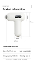 Mini pistolet de massage 6 vitesses 1200 mAh, rechargeable USB-C, 4 têtes, sans balais, pour soulager les douleurs musculaires du dos, du cou et de la taille