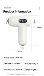 Pistolet de <span class=keywords><strong>massage</strong></span> à percussion portable avec moteur sans balais, 6 vitesses, batterie 1200 mAh, 4 têtes de <span class=keywords><strong>massage</strong></span>, chargement Type-C, pour le dos, le cou et la taille - Product Image 6