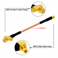Kabel Pigtail SMA Female Jack 2-Hole Panel Mount ke MMCX Male Right Angle RG316 untuk Modem WIFI Nirkabel