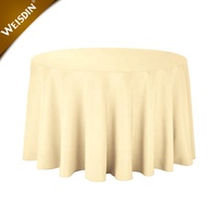 Nappe ronde de luxe 132 cm en polyester blanc pour mariage, nappe ronde premium 120 pouces pour restaurant, 100 % polyester uni