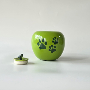 Seramik Elma Şeklinde Evcil Hayvan Külleri İçin Dekoratif Anıt Urn, Köpekler ve Kediler İçin Pati İzi Hatıra Urn, Evde Sergileme İçin - Product Image 4