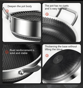 Wok in Acciaio Inossidabile SUS316 a Doppio Strato a Nido d'Ape, Padella per Cucina Sana di Grado Medicale - Product Image 3