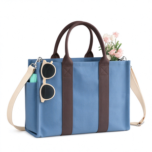 TOP Design Heavy-Duty Canvas Tote Bag for Women Adjustable Strap Crossbody Bag with 6 Pockets Trendy Tote Bag for Daily Life - Product Image 1