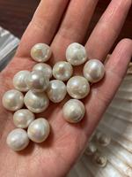Perles d'Eau Douce Naturelles Blanches Edison 10-12mm, Non Percées, Certifiées par un Certificat Extérieur, Idéales pour Cadeaux et Fêtes