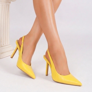 1211-5 Sandales d'Été Féminines à Enfiler, Talon Aiguille Mince de 9,5 cm, Bout Pointu Sexy, Bride Unique, Style Dos Ouvert et Fin - Product Image 4