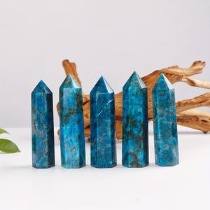 คริสตัลธรรมชาติแท่งปลายแหลมสีฟ้าอะพาไทต์ หินมงคลรูปแท่ง หินคริสตัลอื่นๆ สำหรับงานเรกิและของตกแต่ง - Product Image 2