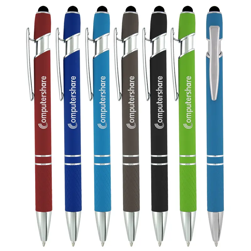 Athen Soft Touch Metall Kugelschreiber PLUNGE-ACTION SOFT TOUCH COATED BALL POINT PEN MIT TOUCH CAPACITIVE STYLUS TIP