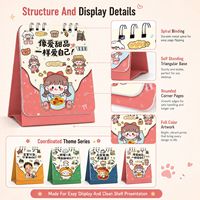 Calendrier de bureau personnalisé inspirant avec affirmations quotidiennes, livre à feuilles mobiles, design mignon de dessin animé, support sur pied pour la vente en gros