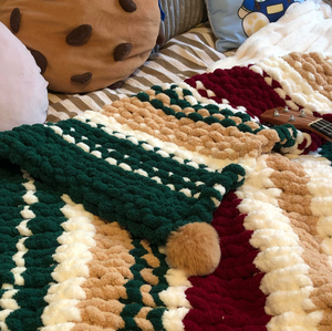 DIY Chunky Knit Blanket Kit - Handmade Crochet Nap Throw Material Set - Festive Christmas <b>Decor</b> & Cozy <b>Winter</b> Scene Props - Product Image 3