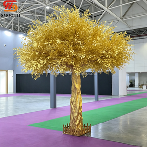 Árbol de Banyan Artificial Dorado Personalizado, de Tamaño a Medida, con Corona Completa de Hojas de Ficus, Árbol de los Deseos, Decoración para Bodas y Hoteles - Product Image 1