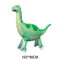 Grand Ballon Animal Dinosaure Vert 4D-Marche Avec Roues Foil Fun Pet for Kids - Jungle Theme Party Supplies Decor
