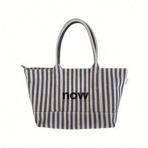 Sac de shopping en toile personnalisé pour femmes, grande taille, avec logos, sacs pliables rayés en toile, réutilisables, vente en gros à bas prix - Product Image 1