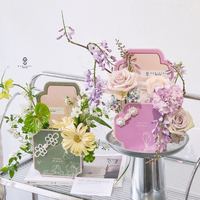 Boîte à fleurs portable pour la Saint-Valentin, boîte à fleurs portable, boîte à fleurs en papier avec nœud