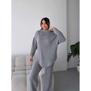 ชุดเสื้อถักคอปกตัวอักษร 1555 -สีเทา - Product Image 6