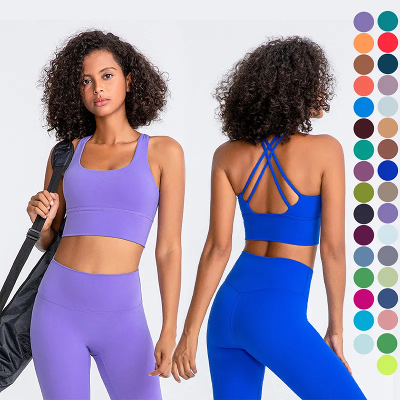 Bơ mềm Mint ropa deportiva mujer Womens Spaghetti dây đeo thể thao phòng tập thể dục Yoga thể thao vượt qua trở lại ngọn áo ngực