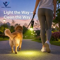 Distributeur de sacs à déjections canines avec lampe torche LED, découpé en forme d'os, mousqueton, pour promenade nocturne, noir mat, vert lime