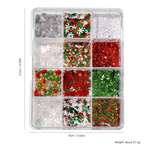Décorations de Noël pour ongles, 12 compartiments, flocons de neige, étoiles, paillettes laser, perles scintillantes, paillettes holographiques pour manucure DIY - Product Image 6