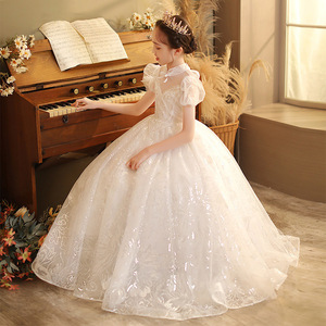 S2126R New Style White Cute New Design Sexy Fashion High Quality Beautiful Sparkling Luxurious Flower Girl <b>Dress</b> - Product Image 2