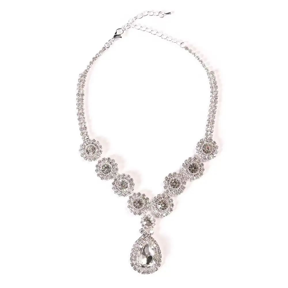 Amazon Sparkling Crystal Drop Pendant Necklace European And N Fashion Lady Diamond Collarbone Chain Necklace