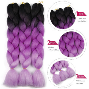 Extensión de <span class=keywords><strong>cabello</strong></span> trenzado Jumbo con degradado, extensión de <span class=keywords><strong>cabello</strong></span> de ganchillo, <span class=keywords><strong>trenzas</strong></span> de pelo sintético de 49 pulgadas - Product Image 2