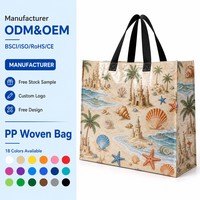 Sac de courses en PP tissé personnalisé avec logo, robuste, imperméable, réutilisable, écologique, vente en gros, fournisseur de sacs de supermarché en vrac