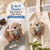 Porte-monnaie en peluche personnalisé sur le thème de la vie marine : Otter, Phoque, Pingouin, Dauphin, avec doublure ondulée, portefeuille doux en forme d'animal en peluche