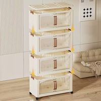Armoire de rangement pliable en plastique blanc, organisateur multi-niveaux avec roulettes pour placard, chambre et chambre d'enfant