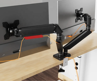 Offres Spéciales bras de montage à double moniteur combinaison de ressort à gaz pour écran 17-32 ''charge maximale 10kgs gestion des câbles pour le bureau/la maison