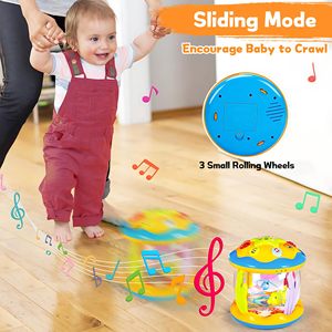 <span class=keywords><strong>Jouet</strong></span> musical de voyage pour bébé, instruments rotatifs lumineux, <span class=keywords><strong>jouet</strong></span> éducatif sensoriel pour le temps sur le ventre, tambour pour bébé rampant - Product Image 5