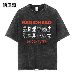 Rock Band <strong>Radiohead</strong> the Bends Vintage Letter Pattern 100% Cotton Washed Short Sleeve Loose Fit T-<strong>shirt</strong> Rock Band Merchandise - Product Image 5