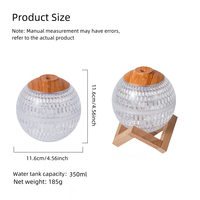 Mini humidificateur ultrasonique USB Crystal Ball certifié CE RoHS, 350 ml, lumière nocturne colorée, humidificateur d'air H2O pour chambre à coucher