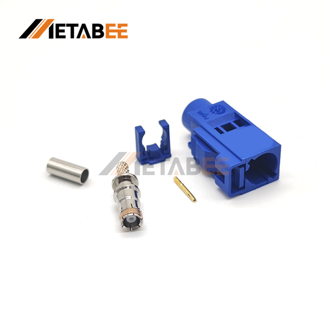 Fakra Female Code C Blue RF Connector 50Ohm Crimp Attachment GPS Navigation Secure Logic Coaxial Jack For RG174 RG316 Cable