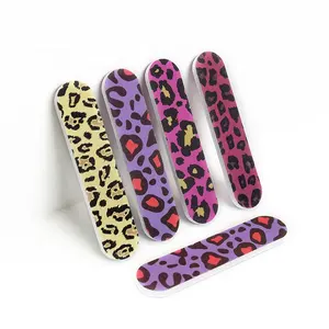 Завод Ziri, оптовая продажа, инструменты для дизайна ногтей, Детская эмалированная доска с леопардовым принтом, индивидуальный логотип, Лаймс, маленькие одноразовые пилочки для ногтей 180/240