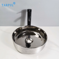 Tarpul 2025 Lavabo rond moderne en céramique argenté pour salle de bain et comptoir de salle à manger