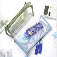 Trousse à crayons étanche transparente pour examens étudiants 2025, grande capacité, en PVC, avec fermeture éclair triangulaire