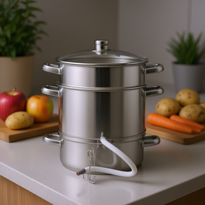 Hi Juicer Cuiseur vapeur à 3 niveaux en acier inoxydable avec couvercle et tuyau pour usage domestique - Product Image 3