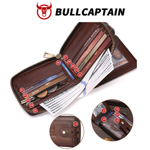 BULLCAPTAIN Genuine Leather Men's Wallet with Zipper Vintage RFID Blocking <b>Large</b> Capacity Wallet for Men with Credit Card Slots - Product Image 3