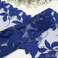 Dentelle brodée au laser française 29 cm personnalisée noire rouge bleue motif fleur de lys écologique en satin broderie maille pour lingerie féminine