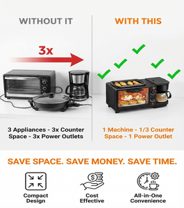 Máquina Multifuncional para Desayunos, Tostadora, Cafetera y Sartén en Uno, con Carcasa de Plástico para el Hogar - Product Image 4